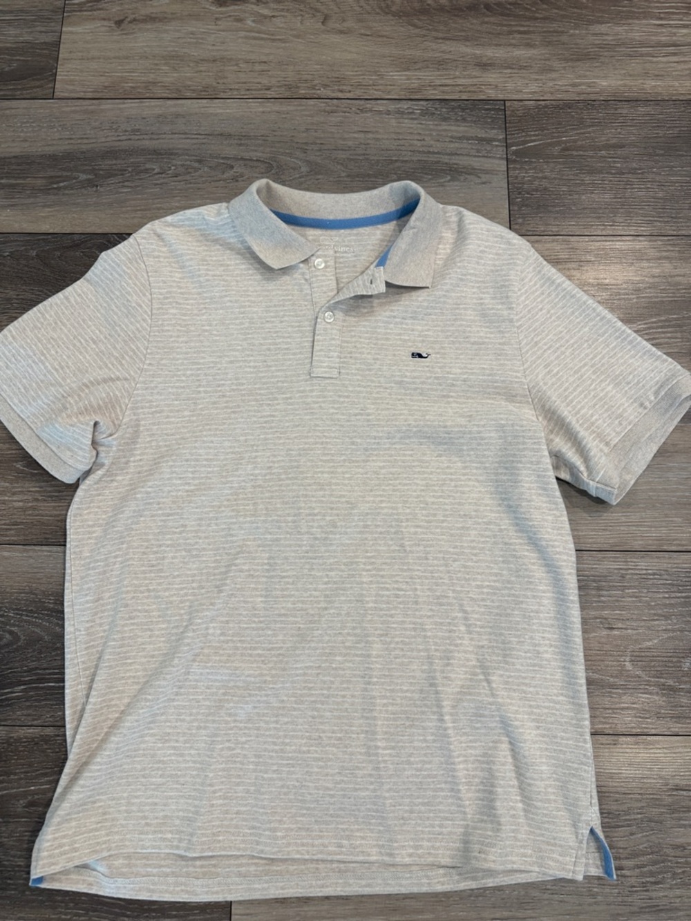 Vineyard Vines Light Gray & White Striped Polo